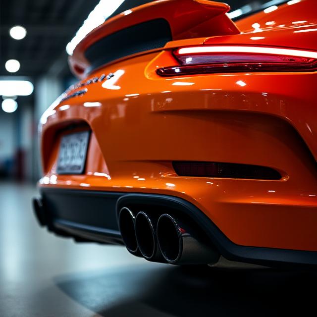 Porsche 911 zadní pohled na sportovní výfuky